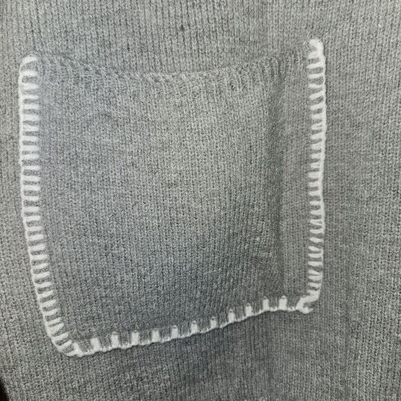 Gray Women Sweater with Pockets V-neck Oversize Trendy Lightweight V Neck LS New - Picture 3 of 8